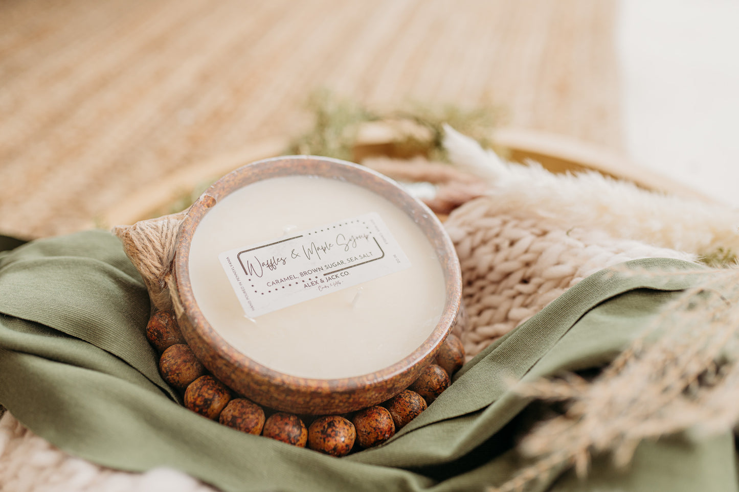 Beaded Bowl Candle - Rust