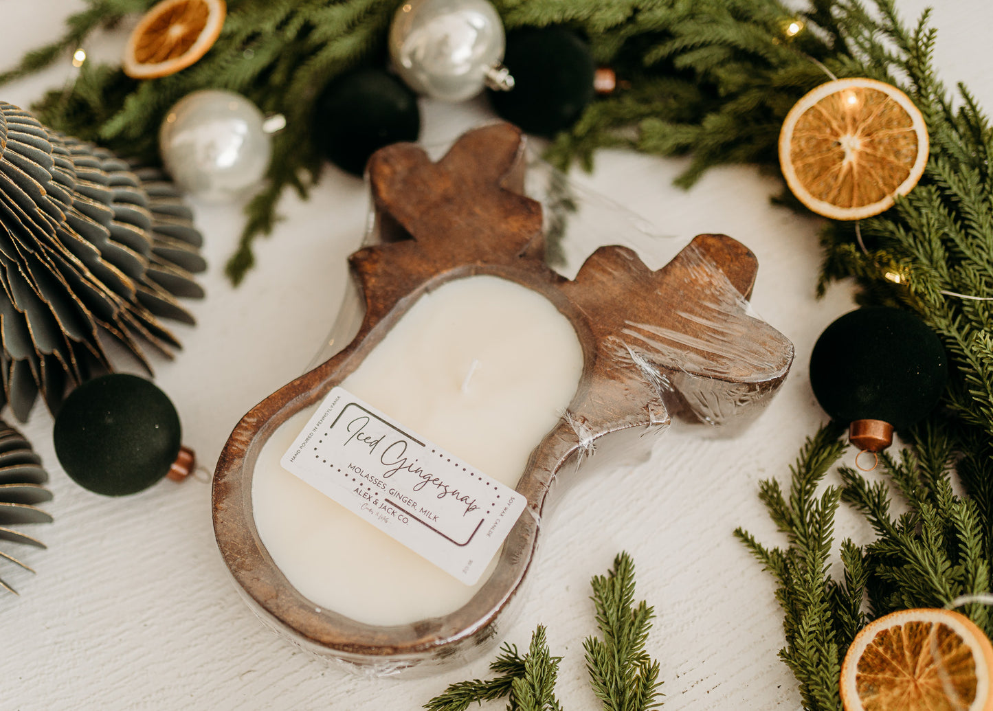 Reindeer Dough Bowl Candle