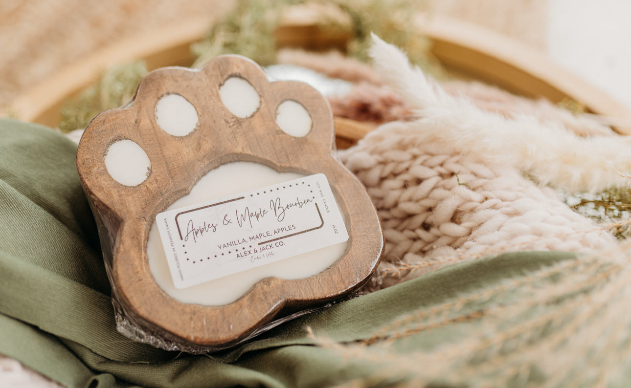 Mini Paw Print Dough Bowl Candle